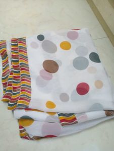 White Saree With Colorful Dots