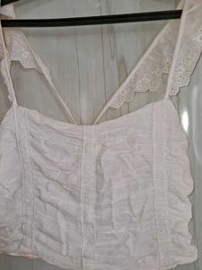Eyelet Ruffle Strap Tank Top