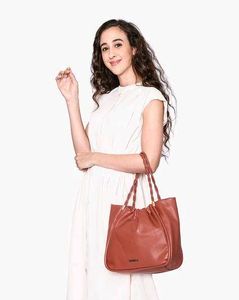 Caprese Orignal Orange Bucket Bag With Metal Accen