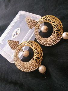 Gold Tone Pearl Drop Earrings