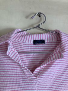 Cute Stripped Pink Crop Top