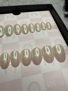 White Chrome Glittery Press On Nails