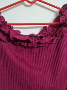 Ruffled Burgundy Crop Top