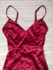 ✧⁠*⁠。Burgundy Satin Midi Dress