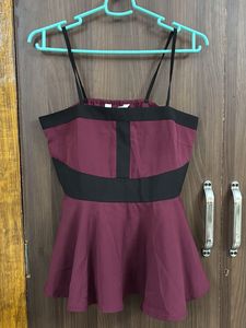 Chic Burgundy Peplum Top