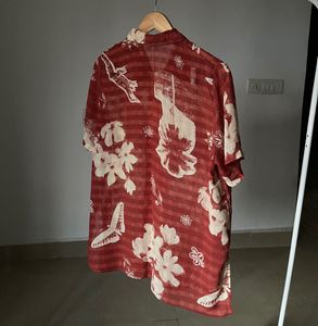 Floral Rust Orange Casual Chiffon Shirt