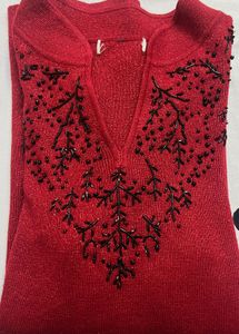 Vintage Red Embellished Top