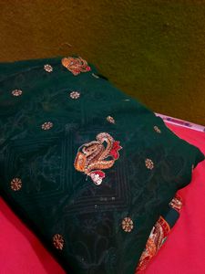 Enchanted Green Designer Saree With Intricate Emb.