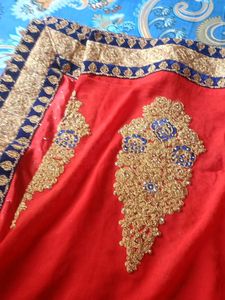 Red &amp; Gold Embroidered Saree