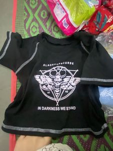 Graphic Print Black Crop Top