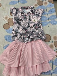 Cute Floral Top & Pink Skirt Set
