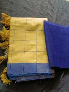 Elegant Beige &amp; Blue Saree