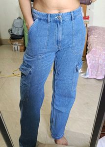Bershka Straight Cargo Denim