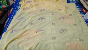 Light Yellow Saare With Attached Falls