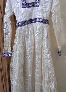 White Floral Anarkali Dress