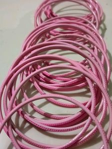 Green And Pink Metal Bangles Set