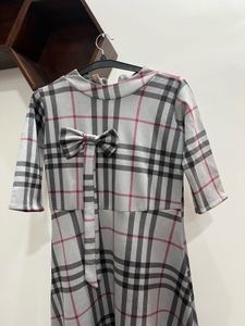 Grey Checked Gown Dress