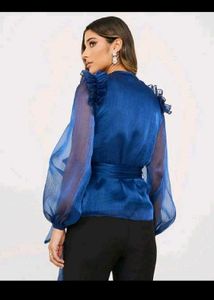 Blue Shein Wrap Top