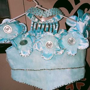 Blue Flower Girl Dress
