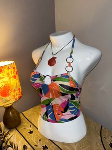 ⋆˙⟡ y2k tropical halter top⋆˙⟡