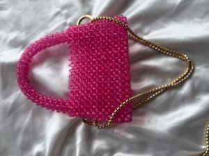 Hot Pink Beaded Mini Bag