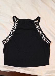 Shein Black Love Crop Top