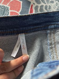 Midi Denim Skirt With Front Button