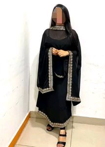 Geogette Embroidery Kurta Palazzo Set  With Duptta