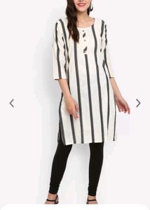 Striped Printed Flared Cotton Kurta