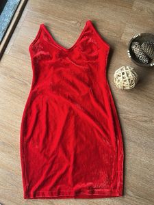 Red Velvet Lace-Up Mini Dress