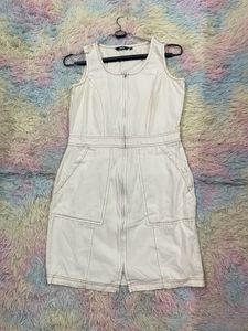 White Denim Zip-Up Dress