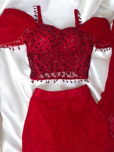 Red Corset Saree