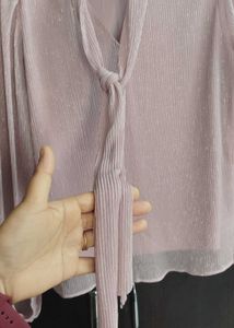 Pink Tie-Neck Blouse- 🎇 🪔 Diwali Sale