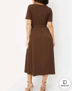 Brown Belted Midi Dress