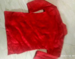 Red Kurta with Sequin Pocket