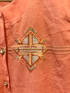 Vintage Coral Embroidered Top