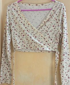 Floral Print Wrap Top