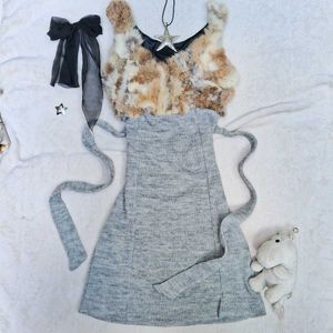 y2k Gray Knit Mini Dress