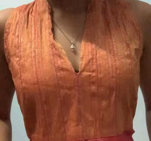 Pink &amp; Gold Sleeveless Tunic Kurti