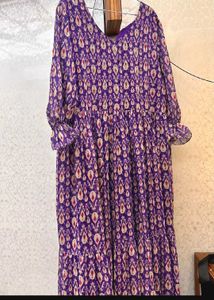Purple Patterned Tiered Maxi Dress