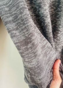 Gray V-Neck Knit Top