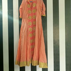Cotton Gown With Shiffon Dupatta