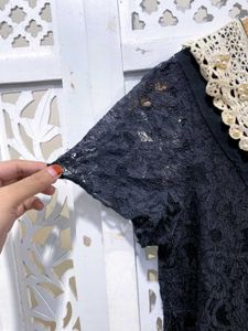 Korean Black Designer Collar Top A