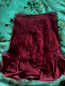 Red Patterned Midi Skirt