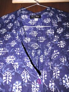 Navy Print Tunic Top