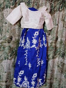 Stunning Blue & White Embroidered Lehenga Choli