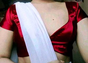 Satin Non Padded 1 Hook Deep Neck Blouse
