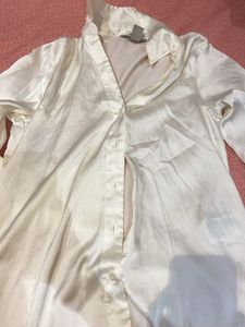 Vintage White Satin Blouse