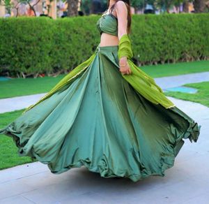 Olive Green Crop Top &amp; Skirt Set