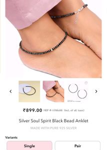 Silver Soul Spirit Black Beads Anklet GIVA
